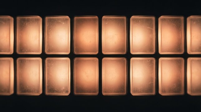 Glowing rectangular light panels arranged in a grid pattern