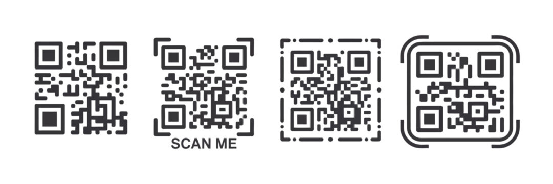 scan me qr code symbol, simple fake barcode style template for mobile applications, advertising and digital information access vector illustration