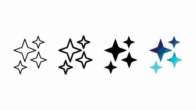Four sparkling stars icon pack 