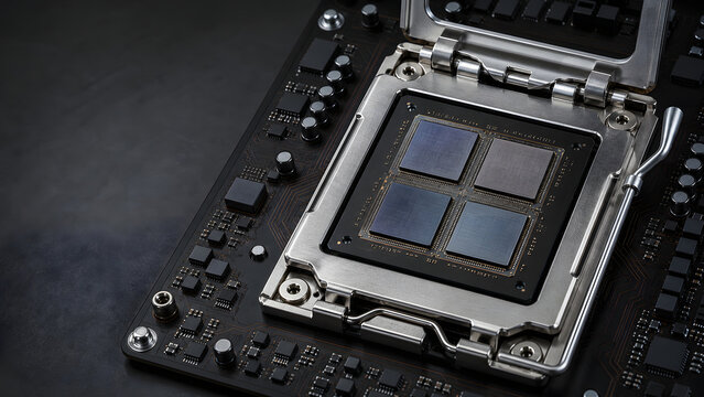 Four Die Chiplet Processor in an Open Semiconductor Test Socket
