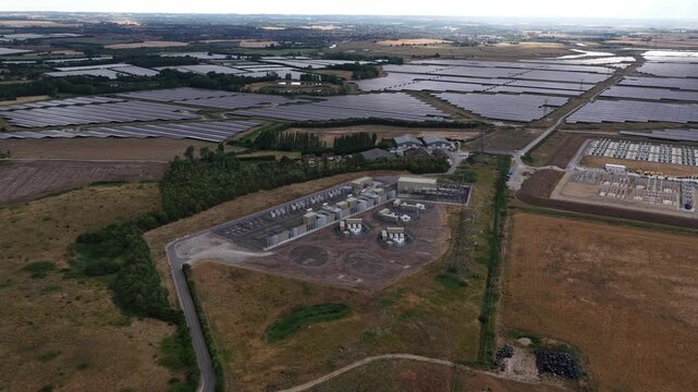 Aerial View of Cleve Hill Solar Park and Energy Storage Site in Kent, UK