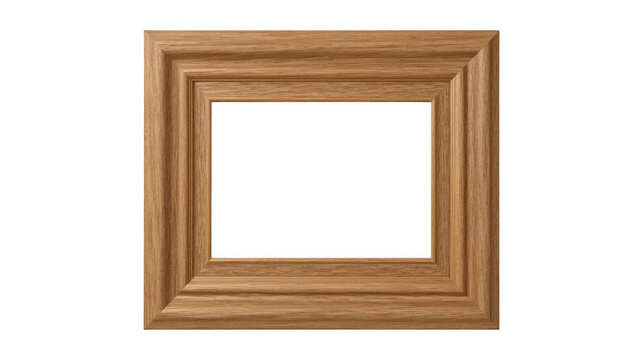 Rectangular wooden picture frame with natural oak texture isolated on white background