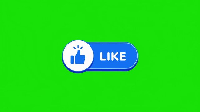 Blue social media like buttons on green screen background