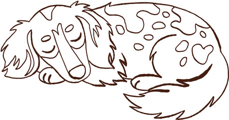 Obraz premium Peaceful sleeping spotted dog outline art showcasing quiet pet canine mammal resting comfortably indoors