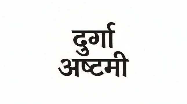 Durga ashtami text written in hindi script isolated on white background