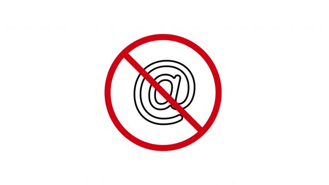No Email Symbol Animated Icon With Alpha Channel. Email Restriction And Communication Ban Motion Graphic. Digital Privacy And Spam Prevention. On Transparent Background.