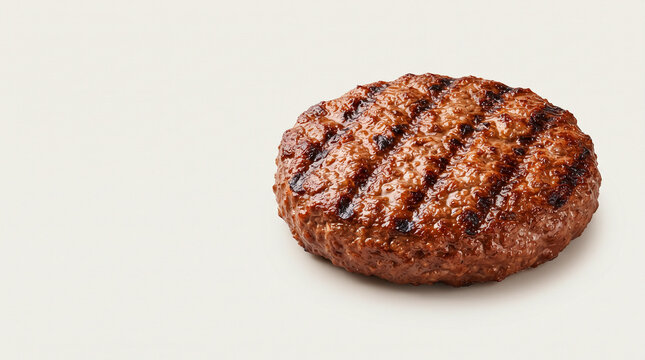 Grilled beef burger patty with criss-cross grill marks