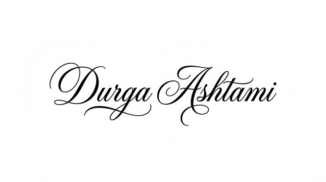 Durga ashtami elegant black calligraphy text, isolated on white background