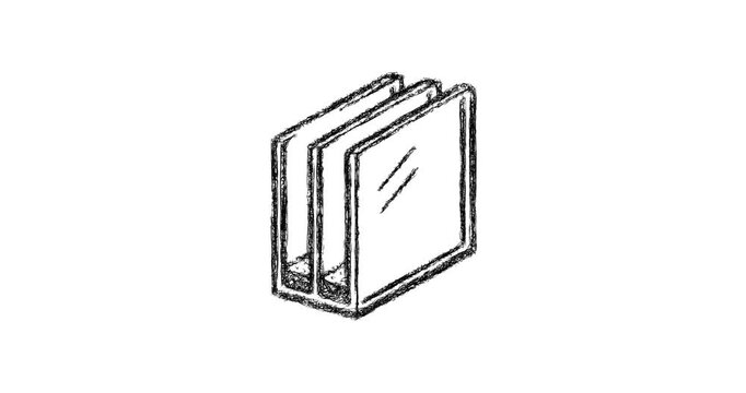 Sketch triple glazing icon animation - smooth progressive reveal
