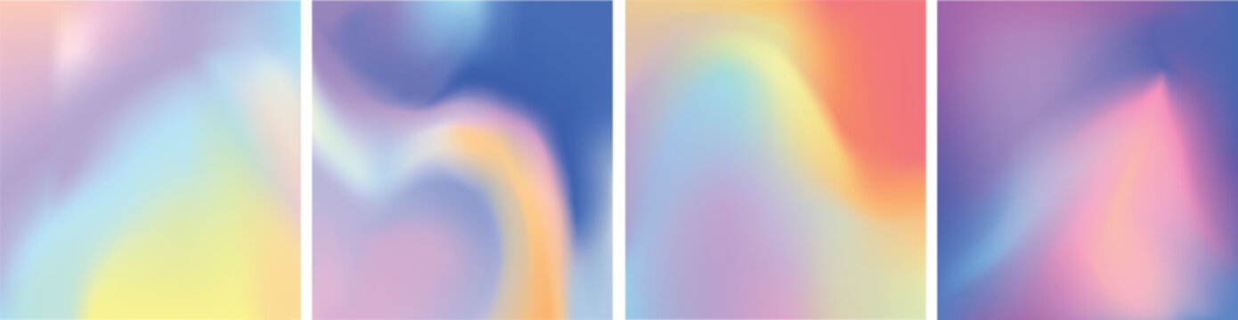 Vector abstract Pastel Gradient Waves Background with Soft Pink Blue Purple and Yellow Colors