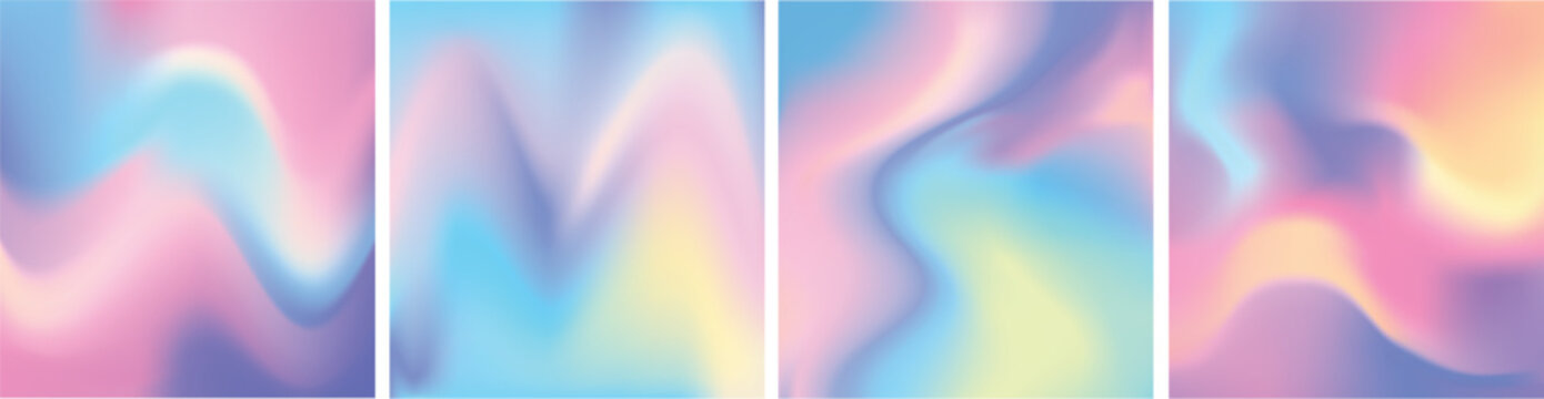 Vector abstract Pastel Gradient Waves Background with Soft Pink Blue Purple and Yellow Colors