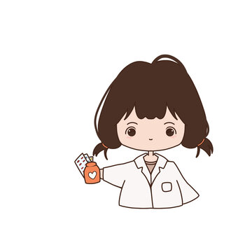 PNG Transparent of Pharmacist Cute and Adorable hold medicine - Brown