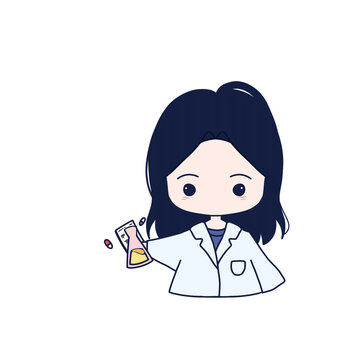 PNG Transparent of Chibi Cute Pharmacist with Medicine - Dark Blue