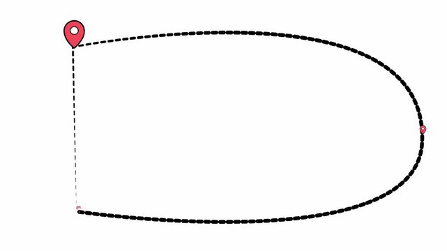 Map location pins and dotted line route path graphic