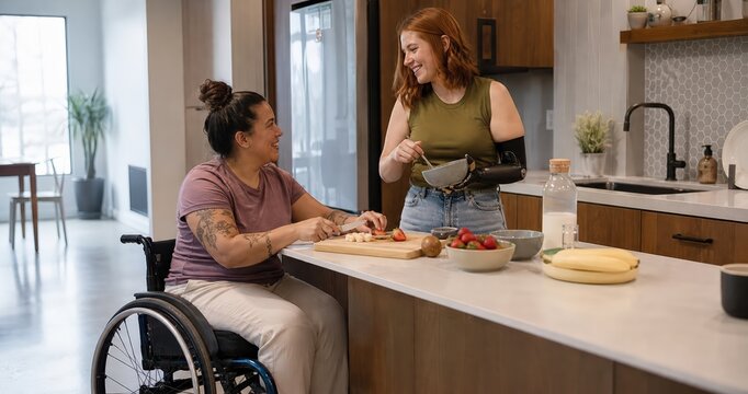 Disabled Couple Sharing Everyday Home Life