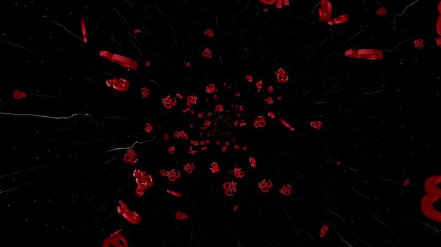 Falling Brahma Hindu Indian Symbols Animation Background, on Alpha Channel, Loop
