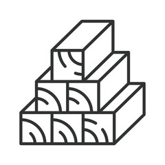 Naklejka premium Stack of wood lumber icon in line design. Wood, lumber, timber, stack, construction material, forestry, sawmill on white background vector. Stack of wood lumber editable stroke icon.