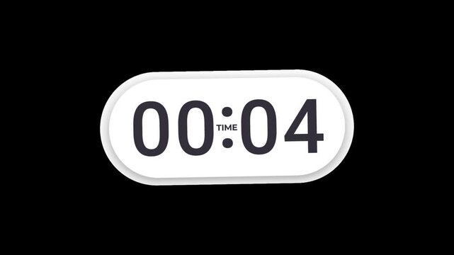 Animated 20 Second Digital Timer Widget with In Out Animation Alpha Channel