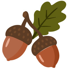 A charming autumn illustration featuring acorns and colorful fallen leaves, capturing the warm, natural, and cozy atmosphere of the fall season. Perfect for seasonal designs, forest themes, cards, dec © 심지안