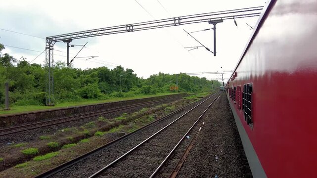 Side Window View from Running Train on Konkan Railway