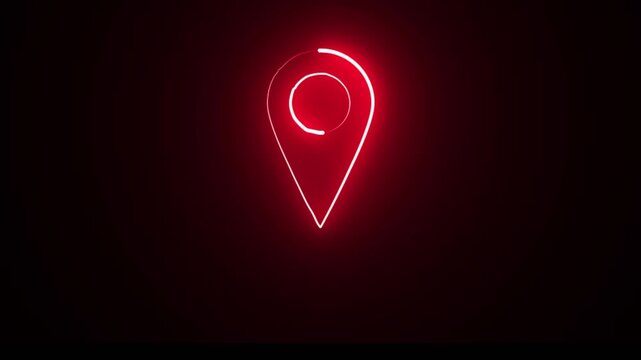 GPS location pointer animated with location pointer, pin icon on black background.