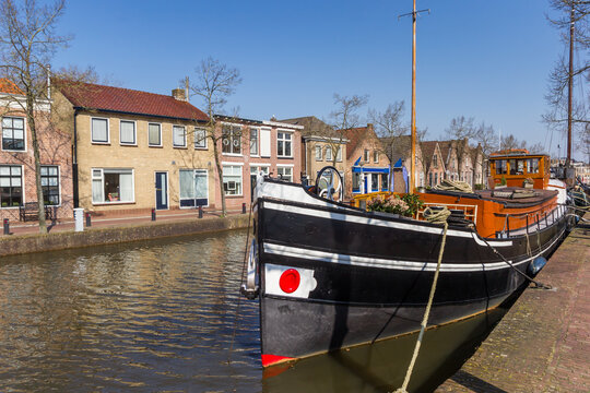 Old ship at the central canal in Meppel, Netherlands