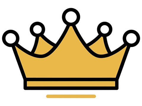 Golden Crown minimalist vector illustration on black background representing leadership and success for business presentation