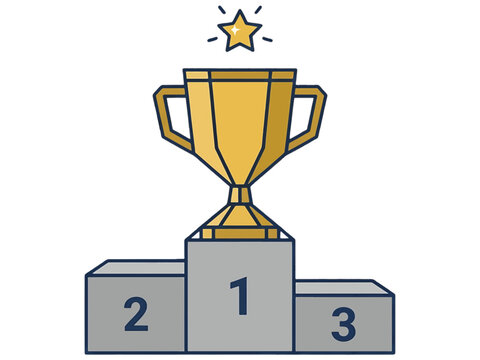 Gold Trophy Cup on Winners Podium with Success Symbolism for Achievement Milestones and Competition Ranking Visual for Marketing Hero Header