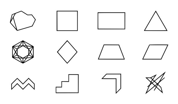 Minimalist Geometric Shape Elements Abstract Outline Vector Set
