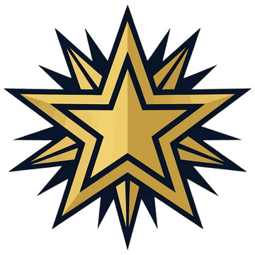 Golden Star Stylized Multi-Pointed Burst Geometric Shape for Award Recognition and Achievement Symbol on Black Background