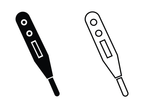 Electronic thermometer isolated vector icon. Digital thermometer vector icon on white background. Clinical thermometer symbol. Medical healthcare fever body temperature measure symbol. Medical.