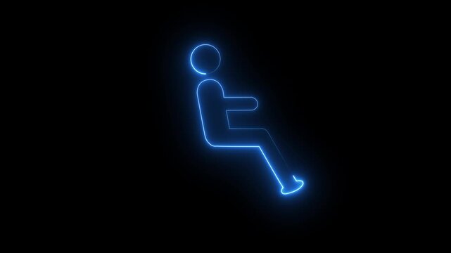 glowing neon Minimalist Wheelchair Accessibility Icon animation Illustration for Disabled Support black background. Motion graphics of concept animation 4k video