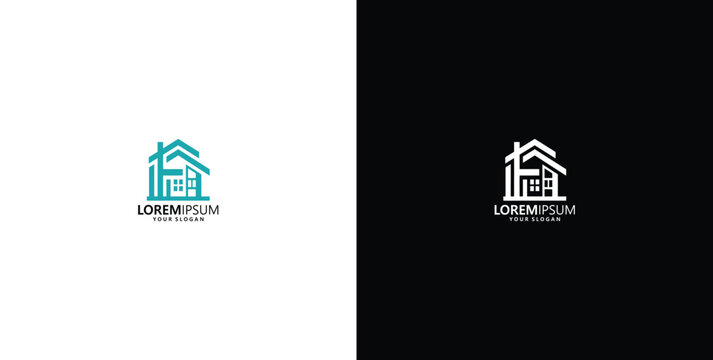 Modern house logo design vector featuring clean architectural lines for real estate branding and property development concepts
