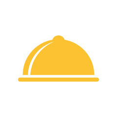 Fototapeta premium Yellow meal tray icon, catering symbol
