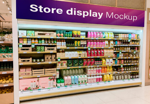 Supermarket Store Long Display Mockup