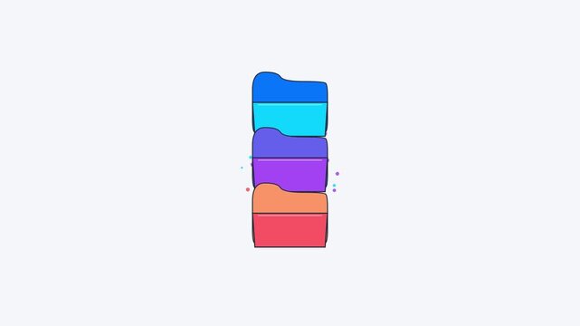 Colorful digital folders organize document storage and data management tasks in a minimalist motion graphic