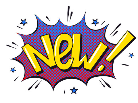 Comic style vintage bubble with text "New!". Illustration on a transparent background