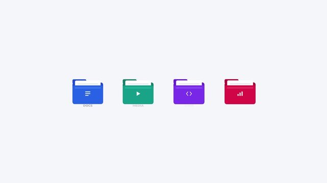 Digital file organization system displays categorized folders for efficient data management