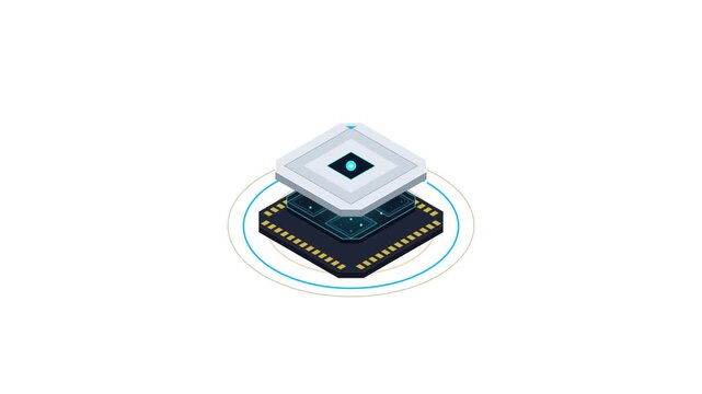 Electronic microprocessor assembly demonstrates advanced computing hardware architecture for digital data processing