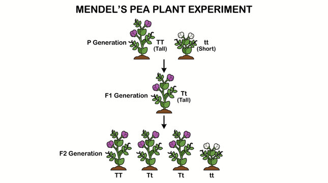 Mendel Pea Plant Cross Breeding Genetic Experiment Diagram