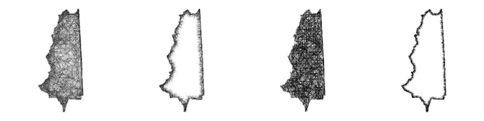 Fototapeta premium Monochrome sketch Coos, New Hampshire outline map design set
