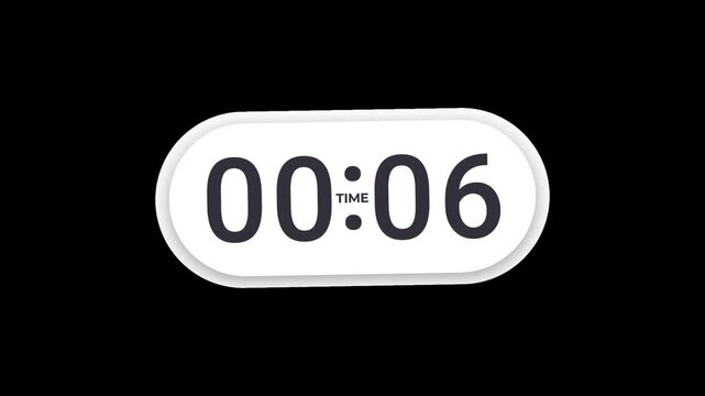 10 Second Digital Countdown Timer Widget with In Out Animation Alpha Channel