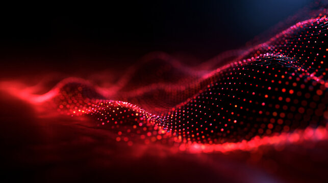Abstract Glowing Red Digital Particle Wave Background