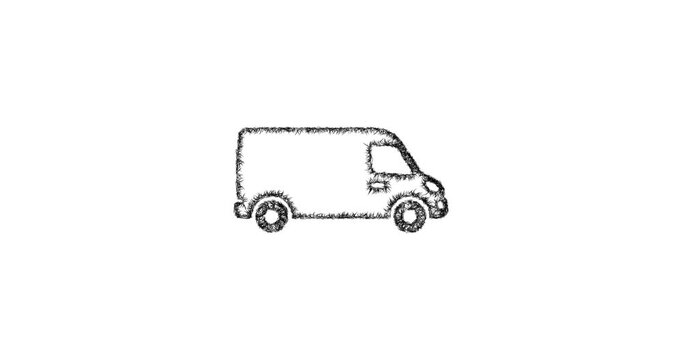 Sketch cargo van icon animation - smooth progressive reveal