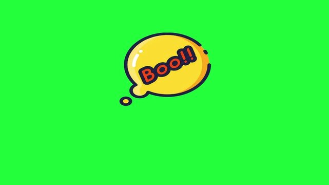 Cartoon boo speech bubble animation surprise scare halloween green 