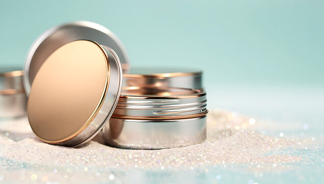 High-end professional product photography of luxury cosmetic containers