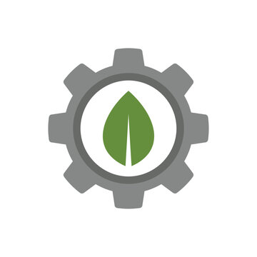 Industrial Gear With Leaf Cutout Concept of Green Jobs And Sustainable Labor