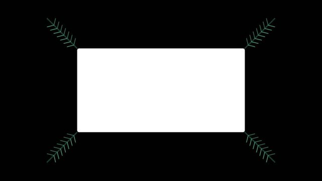 Minimalist winter frame with pine branches on a black background