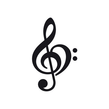 Treble and Bass Clef Heart Music Note Vector Silhouette IconTreble and Bass Clef Heart Music Note Vector Silhouette Icon