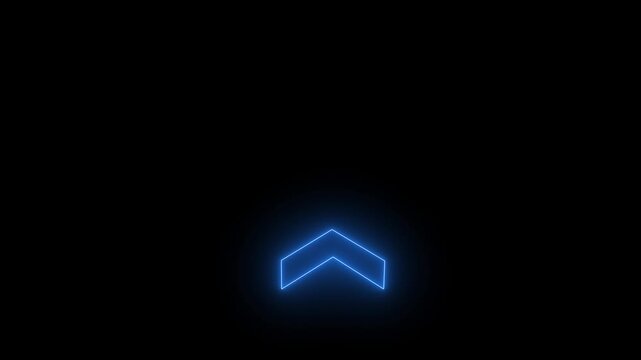 Glowing Neon Traffic Directional Up Arrow Sign Animation on Transparent Background